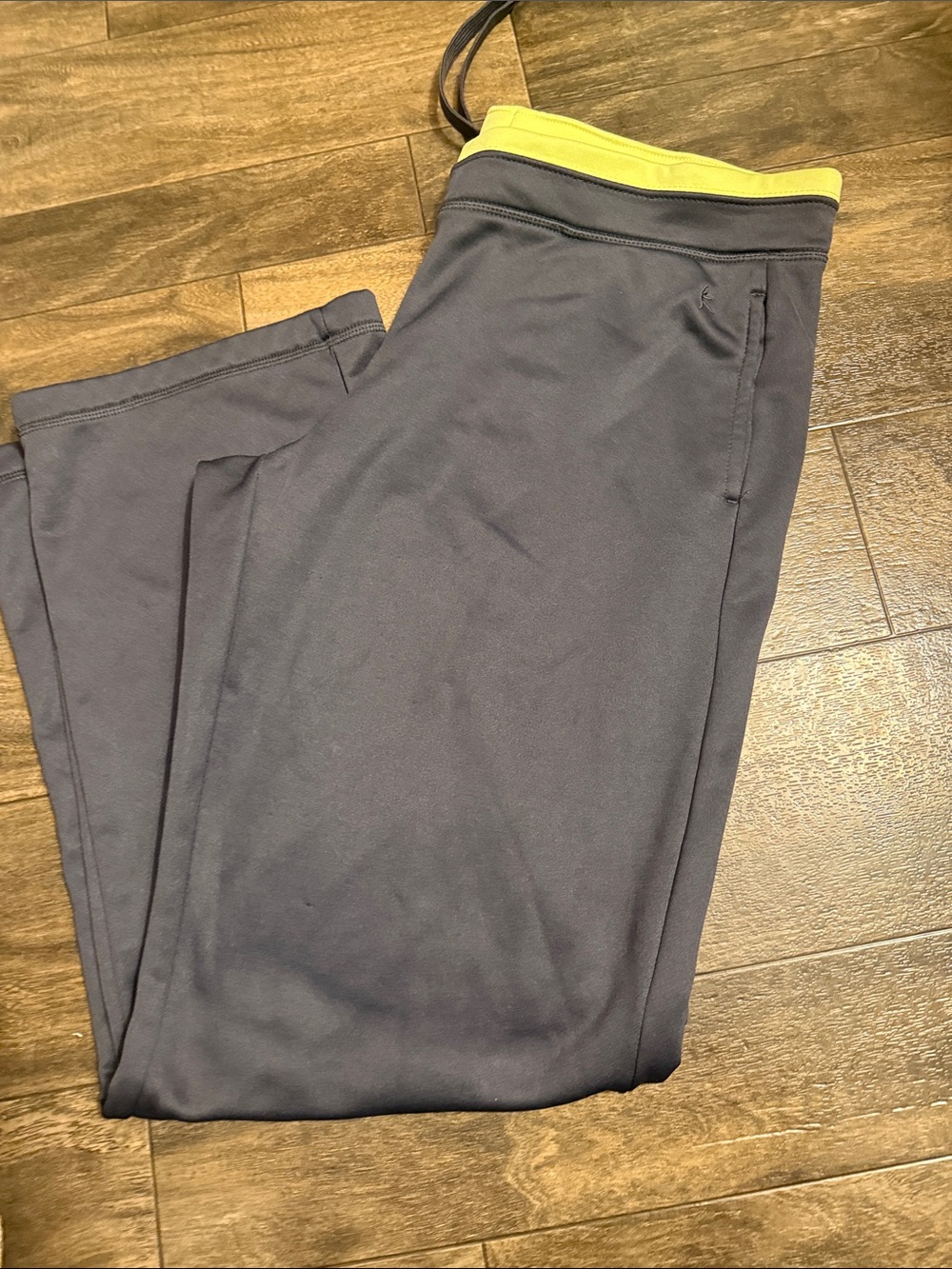 Danskin Charcoal Gray Track Pants with Lime Accent Waistband